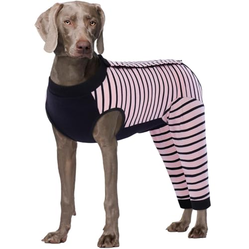 Image of Kuoser Dog Recovery Suit with Anti Licking Rear Leg Sleeve, Pink 4XL | Abdominal Dog Surgical Suit with Pants Cover Protect Wounds, Dogs Elbow Protector Soft Pet Surgery Onesie Cone Alternative