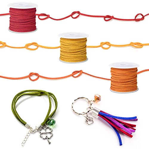 Cridoz Faux Suede Leather Cord, 25 Rolls Flat for Jewelry Making, Leather Strips & Laces for Dream Catcher Supplies DIY Crafts, Thread Velvet String for Necklace, Bracelet, Beading
