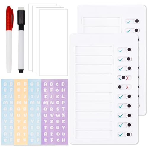 Checklist Boards To Do Liste Abwischbar 2 Stück To Do Planer Tafel Chore Chart Memo Checklist Boards mit 4 Blanko Papier, 2 Whiteboard-Marker, 4 DIY Aufkleber