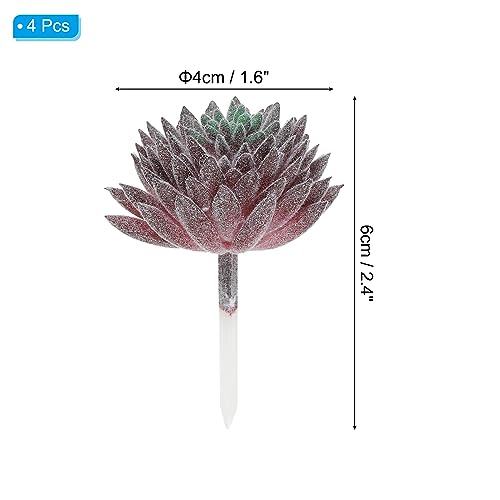 PATIKIL Artificial Succulents Picks, 4 Pack Unpotted Faux Succulent Small Fake Succulent Plants for Home Landscape Decoration Burgundy - Image 2