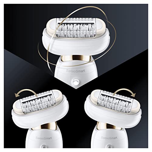 Braun Silk-épil 9 Flex Beauty-Set, Epilierer Damen / Haarentferner, FaceSpa Gesichtshaarentferner, 8 Aufsätze, Tasche, mit flexiblem Kopf für einfachere Haarentfernung, 9300, weiß/gold - Image 5