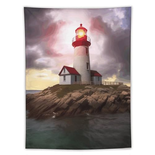 Tapisserie d'art abstrait grand format déco murale phare imprimé tissu polyester