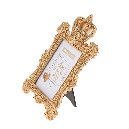 JUNENTER ゴールドクラウン樹脂フォトフレーム バロック ラグジュアリー 長方形 6インチ