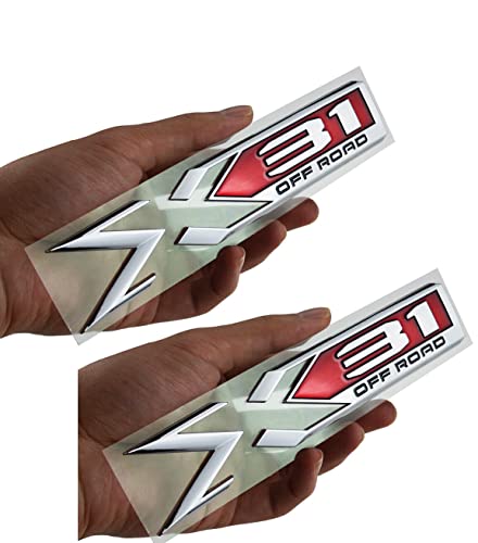 Image of Pair Set Sierra 1500 X31 Off Road Emblems 3D Rear Bodyside Truck Bed Decal Badge Nameplate Replacement for 2019-2022 Sierra 84682662 (Chrome Red)