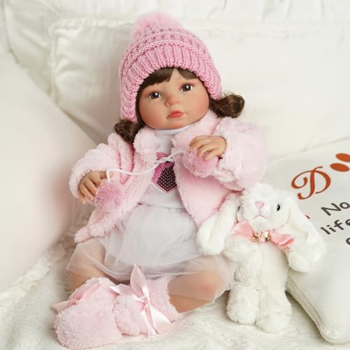 BABESIDE Reborn-Baby Puppe Mädchen Lebensecht 20 Zoll Kleinkind Realistisches Neugeborenen-Puppenmädchen mit offenen Augen Weicher Stoffkörper Baby-Puppe mit Haaren – Bild 7