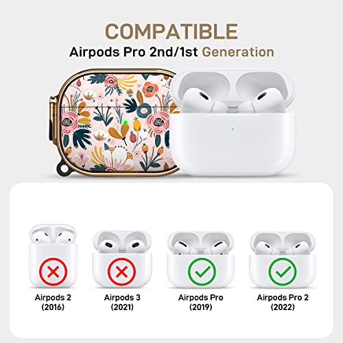 Image of Maxjoy for AirPods Pro 2nd /1st Generation Case with Lock, Flower AirPods Pro 2 Case Lock Protective Hard Cute AirPod Pro Cover for Women Men with Keychain for Airpod Pro (2023 /2022 /2019)