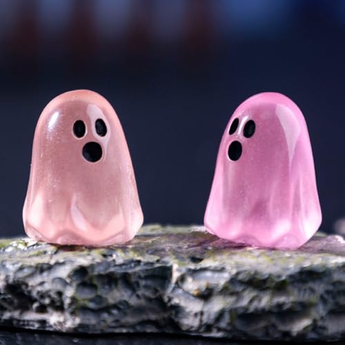 Haowul 50 Stück Leuchtende Halloween-mini-geisterfiguren Aus Kunstharz, Die Im Dunkeln Leuchten, Winzige Kleine Geisterstatuen, Miniaturfiguren Für Halloween, Basteln, Vasenfüller, Mikrolandschaft,