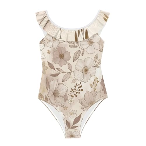 Bañador de playa para niñas SyXIOP gris estilo retro deportivo con flores para vacaciones