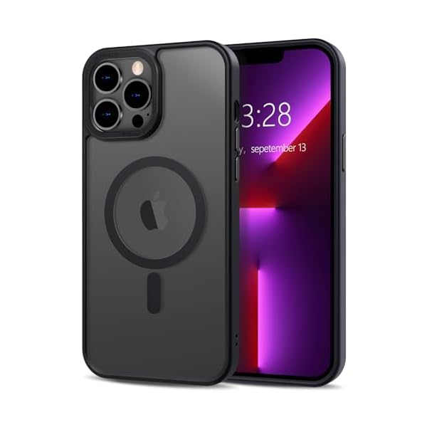 Anuck for iPhone 13 Pro Max Case Magnetic Phone Case Compatible with MagSafe, Soft TPU Bumper Hard Translucent Matte Back Slim Fit Shockproof Protective Case Cover for Men Women Girls – Black