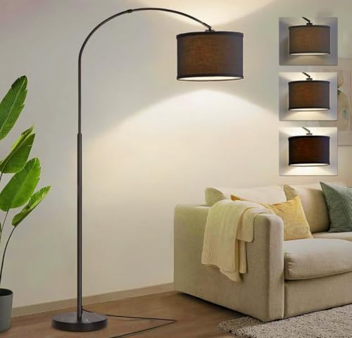 A curved floor lamp with an adjustable head a 12W bulb and 3 adjustable brightness levels. This floor lamp has a stable base and comes with a remote control making it suitable for studies