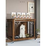 Heavy Duty Dog Crate with Wheels, Escape Proof Cage Kennel, Metal Cage for Large Dog Breeds, Great Dane, Mastiff, St. Bernard, 38.6 X 26.8 X 36.6 Inch