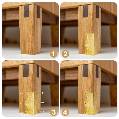 Image of 4 Pcs Baseboard Corner Protectors,Vintage Metal Skirting Board Corner Protectors for File Boxes,Bookshelves,Wooden Cases,Jewel Cases Decorative (Gold)