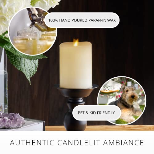 Image of Luminara Realistic Artificial Moving Flame Pillar Candle - Moving Flame LED Battery Operated Lights - Unscented - Remote Ready - Remote Sold Separately - Ivory - 3 inch x 4.5 inch (Pack of 3)