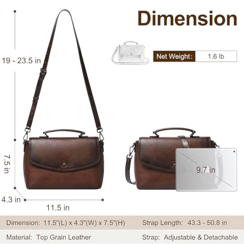COOLCY Genuine Leather Crossbody Purses Bags for Women Top Handle Satchel Handbags Flap Shoulder Bag4