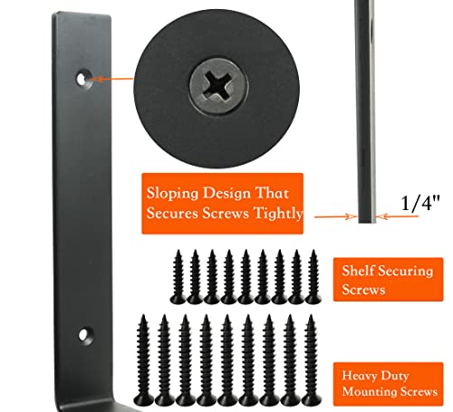Jikacok Shelf Brackets. Premium Heavy Duty 4 Pcs 6X10" Shelf Brackets. L Brackets For Shelves & L Shelf Brackets Heavy Duty, Black Metal Shelf Brackets With Mounting Hardware. Metal Brackets #TOP1