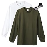 [プリントスター] コットン リブ付きロングスリーブTシャツ 2枚組 Sportsソックスセット ホワイト/アーミーグリーン 2XL
