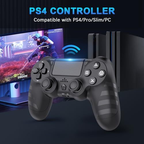 DYONDER Wireless Controller for PS4 Console/Pro/Slim & PC – 1000mAh Battery, 6-Axis Motion Sensor, Audio Jack (Black) - Image 3