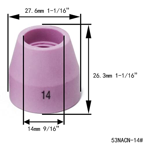 Image of RIVERWELD Champagne Ceramic Cups H type 53NAHCN Screen 53NAbSP3-14# | Alumina Nozzle for SR WP 9 20 17 18 26 TIG Welding Torches 4pcs