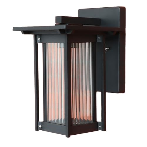 Applique murale extérieure IP54 noire en aluminium et verre pour éclairage de maison
