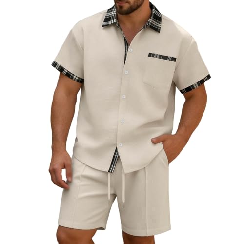 Pantalones cortos + camisa casual de hombre en conjunto de ropa cómoda