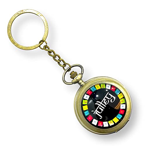 Image of AUGEN Premium Pocket Watch Metal Keychain Julley Tibetan Lung ta Om Mani Padme Hum Ladakh D Retro Vintage for Gifting With Key Ring Anti-Rust (Pack Of 1)