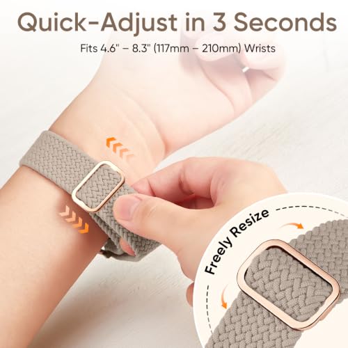 Image of 4 Pack Braided Stretchy Band Compatible with Apple Watch Bands Women Men | 40 /41 /38 /42 /44 /45 /46 /49mm Breathable Nylon Elastic Daily Use Straps for iWatch Series 11 /10 9 8 7 6 5 4 3 SE /Ultra 2