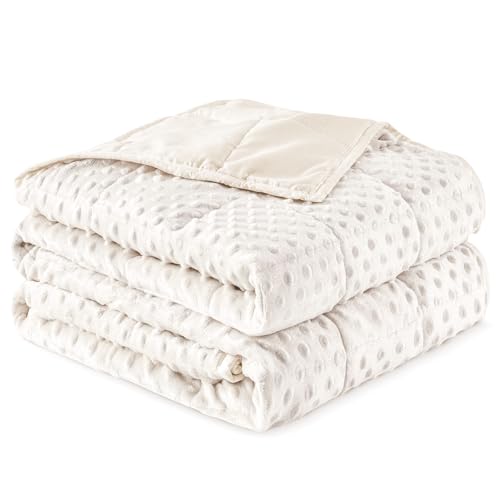 Sivio Weighted Blanket for Adults Queen Size 20 lbs, Soft Heavy Blanket for Stress Relief and Sleep Promotion, Cooling Weighted Throw Blanket for All-Season, White, 60 x 80 inches