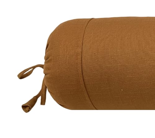 Image of SAJAVAT HOME Cotton Plain Bolster Pillow Cover |15x30 INCHES / 38x76 CMS| Light Brown with Strings |Pack of 2| (eco Friendly)