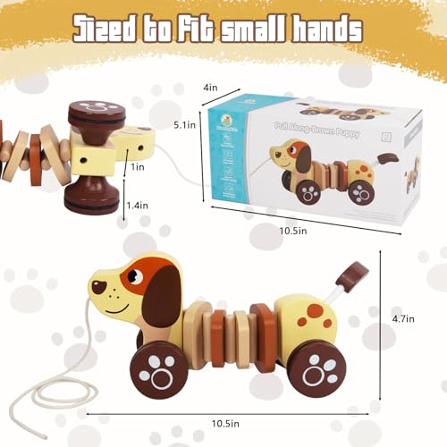 Image of Baby Toys Car,Wooden Pull Along Toddler Toy, Developmental Toy for 1 Year Old Girl Boy Birthday Gift