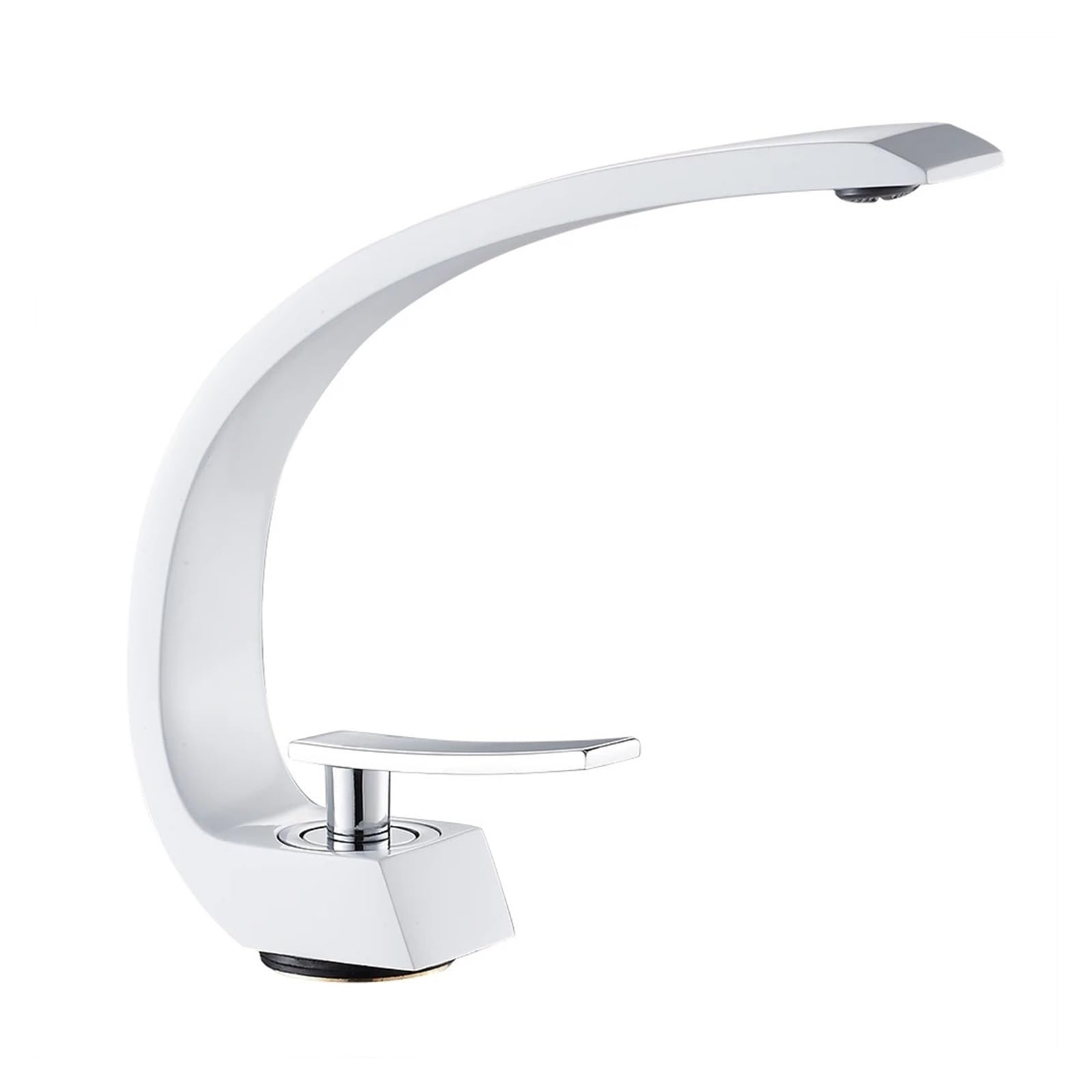 MXXQRHF Faucet, Bathroom Faucet Deck Mounted Single Handle Basin Faucets, Cold/Hot Mixer Curved Basin Sink Tap for Kitchen Bathroom Accessories(Bianco)