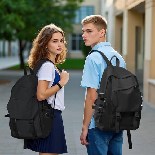 Image of coowoz Casual Daypack Large upgraded version College Laptop Backpack for Men Women Water Resistant Lightweight School Bag Travel Rucksack for Sports High School Middle Bookbag for girls Size L(Black)