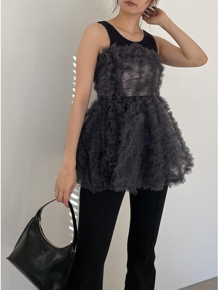 snidel ペプラムチュール刺繍TOPS ブラウス SNIDEL - チュール刺繍ベアペプラムTOPS チュールペプラム