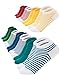 Produktbild FOOTNOTE 10 Paar Sneaker Socken Mit Softbund Flacher Zehennaht Hoher Baumwollanteil Für Damen Bunt Rot Grün Blau Gelb Türkis Gestreift 35-38