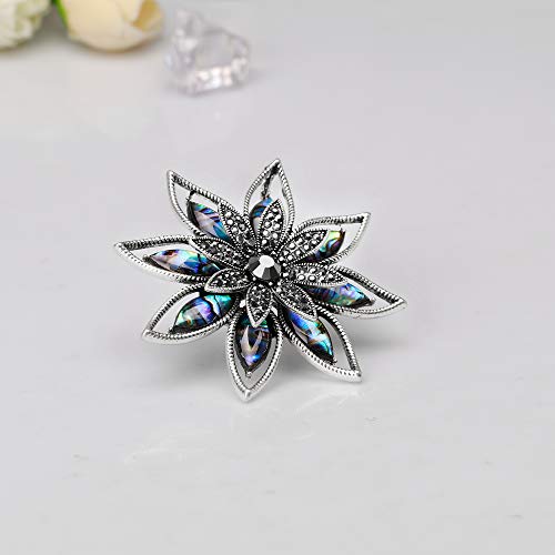 Image of Ladies Men's Universal Brooch Party diamond-set jewelry Brooch Pin Delicate gift for Valentine's Day-Blue Flower Brooch for Women - Large Floral Lapel Pin, Nature-Inspired Dress Accessories with Light Wave Design
