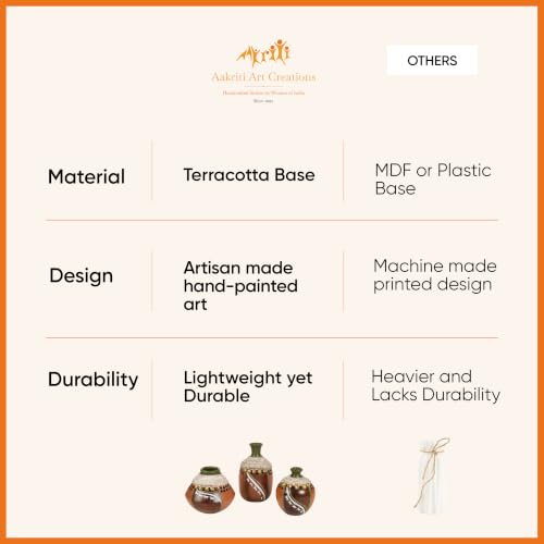Image of Aakriti Art Creations Coco-F Jute Embellished Earthen Vases in Warli Art Set of 3 | Handcrafted Terracotta Flower Vases in Brown | Matte Finish Decorative Vases for Living Room, Table & Floor Decor