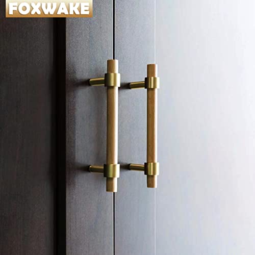 Foxwake Natural Wood Kitchen Cabinet Handles 3-5.5 Inch Center To Center Adjustable Double Hole thumb #5