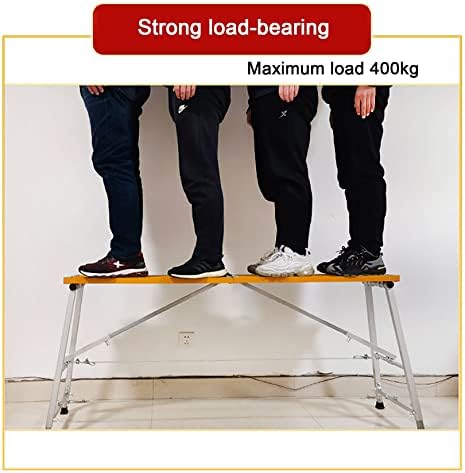 Widen Work Platform Portable Scaffold Ladder Aluminium Equipment Multipurpose Step Ladder Drywall Adjustable Folding Work Bench, 400kg Load