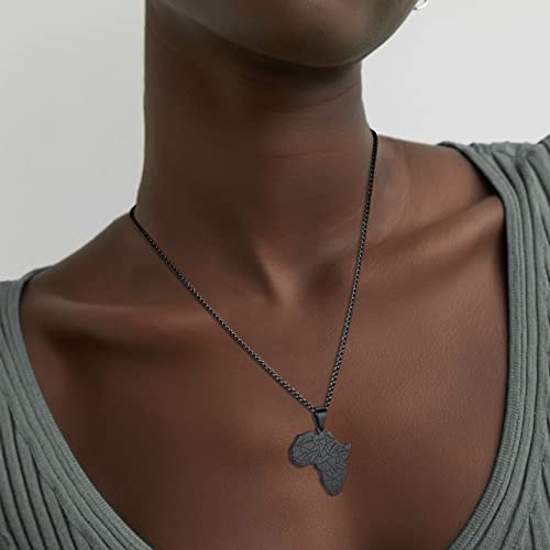 GOLDCHIC JEWELRY Africa Map Necklace for Men, Stainless Steel African Tribal/Egyptian Eye of Horus/I LOVE AFRICA/Elephant Africa Map Hiphop Jewelry Unisex with 22”+2”Adjustable Chain