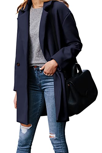 Fshaoes Women's Wool Blend Pea Coats Jackets Notched Lapel Single Breasted Overcoats Mid Length Casual Outerwear #TOP9