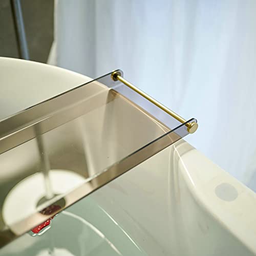 Luxus-Badewannen-Tisch Caddy mit goldenen Griffen - Tablett für Dusche und Badewanne