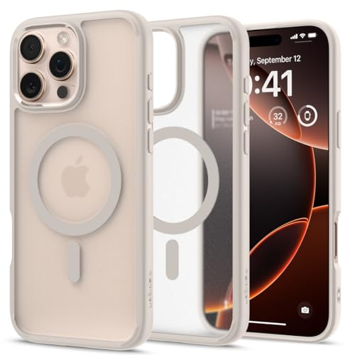 Image of Spigen for iPhone 16 Pro Max Case, Ultra Hybrid MagFit [Anti-Yellowing] [Compatible with Magsafe] - Frost Natural Titanium