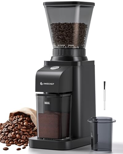 Anti-Static Espresso Grinder with Self-Cleaning Burr, 48 Precise...