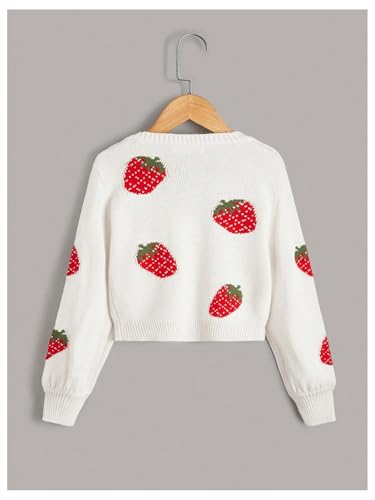 Girl's Strawberry Graphic Sweaters Cute Long Sleeve Crew Neck Pullover Knit Top2