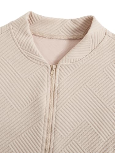 Verdusa Women's Zip Up Textured Lightweight Bomber Jacket Casual Long Sleeve Outerwear4