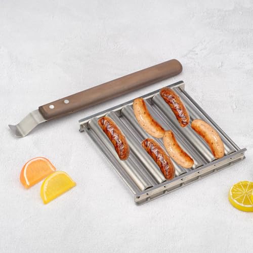 Support pour scooter hot dog rotatif en acier inoxydable avec manche isolant