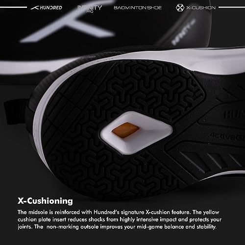 HUNDRED Herren Infinity Pro Material: Polyester, Mesh | Suitable for Indoor, Squash, Table Tennis, Basketball & Padel (Black/White, EU 41, UK 7, US 8)