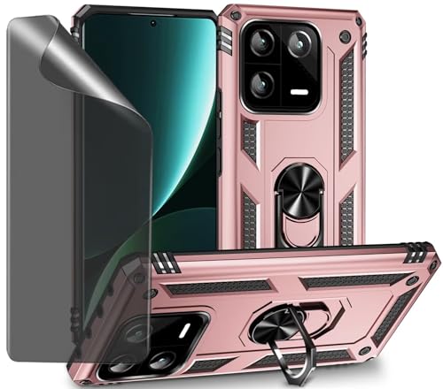 CLYDITE Funda para Xiaomi 13 Pro Carcasa Oro Rosa con Protector de Pantalla de Privacidad, Anti Espía Cristal Templado