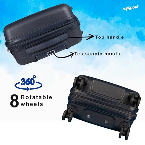 Image of F Gear PPS27 Polypropylene Hardshell /Hardsided /Hardcase Light Weight 8 Wheeler Spinner Luggage Bag /Smooth Speed Wheel Suitcase /Trolley with TSA Lock for Men Women (Carry On 20 Inch, Navy Blue)