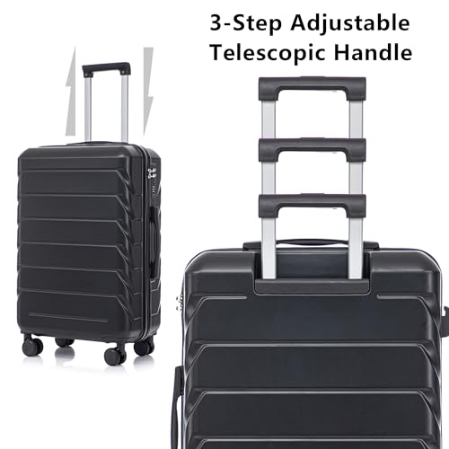 3 Piece Luggage Set, 3 Pcs ABS Hardside Luggage Sets TSA Lock Spinner Wheel Suitcases, 3 Piece Durable Suitcase Set Expandable Travel Luggage for Men and Women4