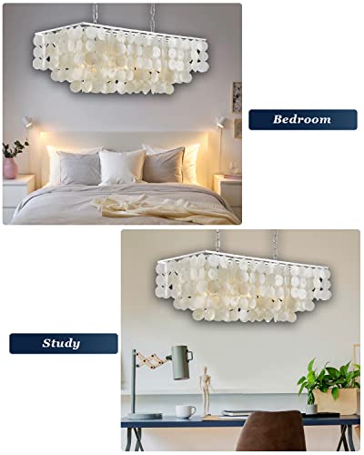 Aero Snail Modern Seashell 3-Light Chandelier 30" Large Rain Drop Rectangular Pendant Lighting Fixture For Dining Living Room Shop Office #TOP7